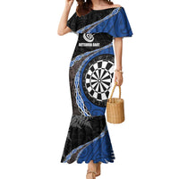 Personalised New Zealand Darts Mermaid Dress Koru Tribal Tattoo and Silver Fern Maori Pattern Blue Color LT03 Women Blue - Polynesian Pride