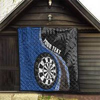 Personalised New Zealand Darts Quilt Koru Tribal Tattoo and Silver Fern Maori Pattern Blue Color LT03 - Polynesian Pride
