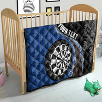Personalised New Zealand Darts Quilt Koru Tribal Tattoo and Silver Fern Maori Pattern Blue Color LT03 - Polynesian Pride