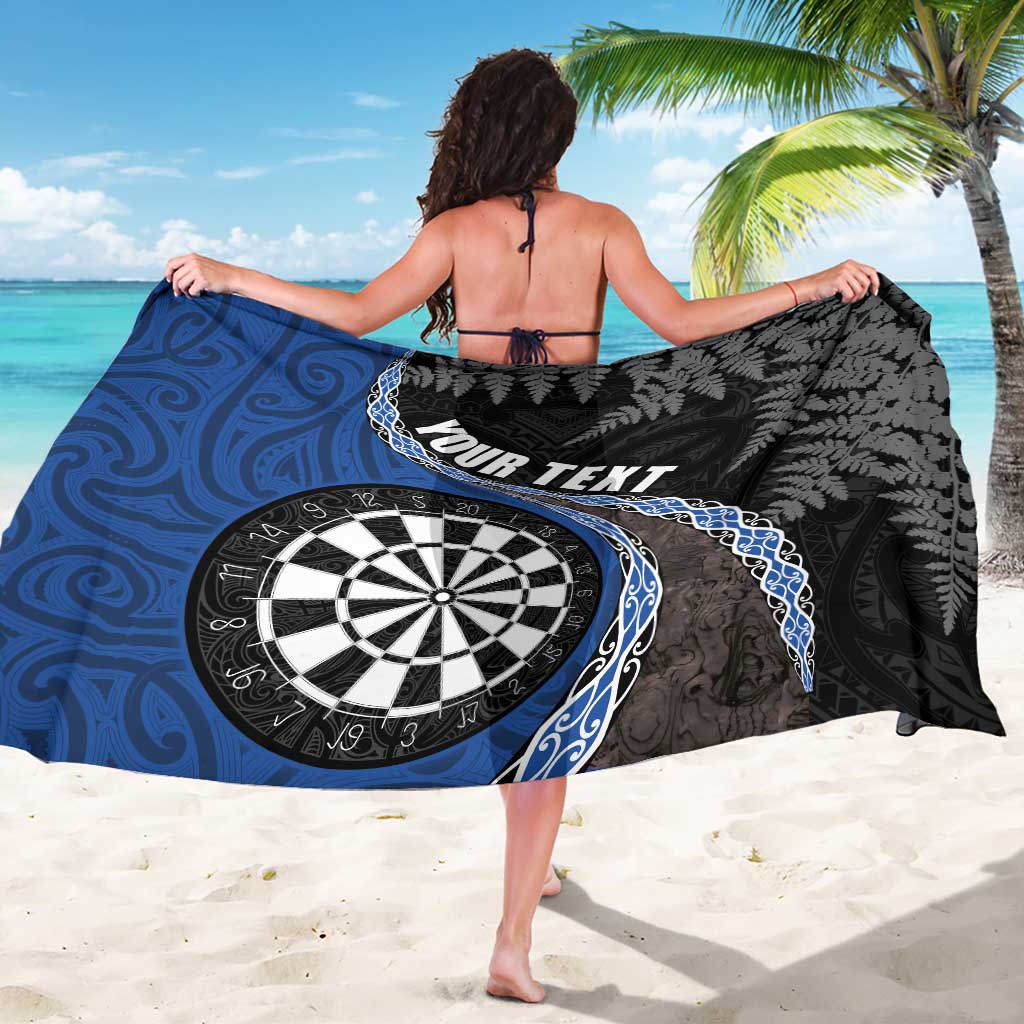 Personalised New Zealand Darts Sarong Koru Tribal Tattoo and Silver Fern Maori Pattern Blue Color LT03 - Polynesian Pride
