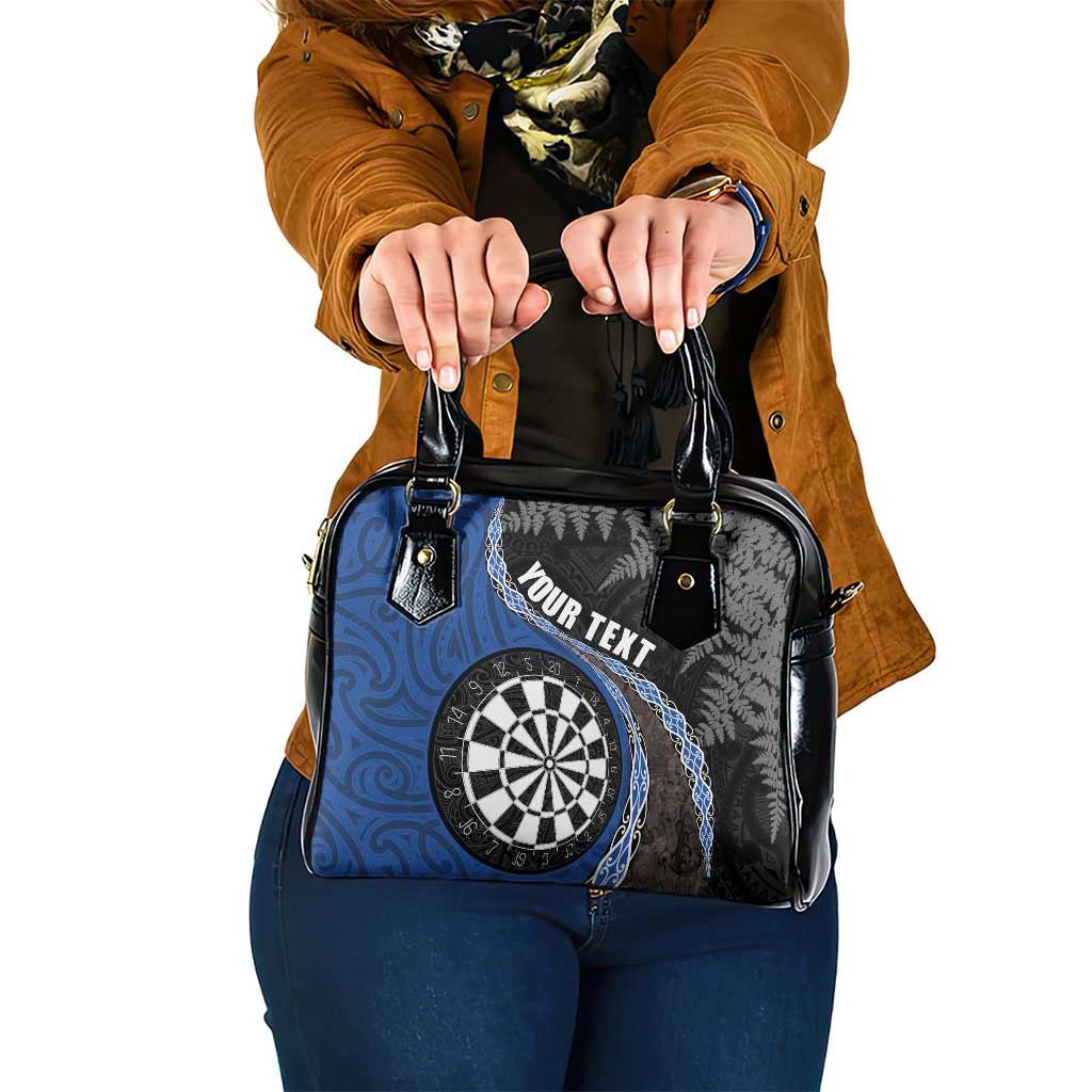 Personalised New Zealand Darts Shoulder Handbag Koru Tribal Tattoo and Silver Fern Maori Pattern Blue Color LT03 One Size Blue - Polynesian Pride