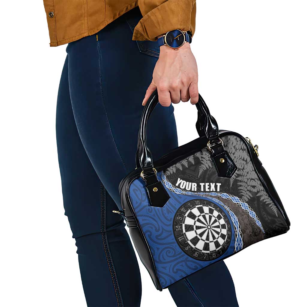 Personalised New Zealand Darts Shoulder Handbag Koru Tribal Tattoo and Silver Fern Maori Pattern Blue Color LT03 - Polynesian Pride