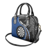 Personalised New Zealand Darts Shoulder Handbag Koru Tribal Tattoo and Silver Fern Maori Pattern Blue Color LT03 - Polynesian Pride