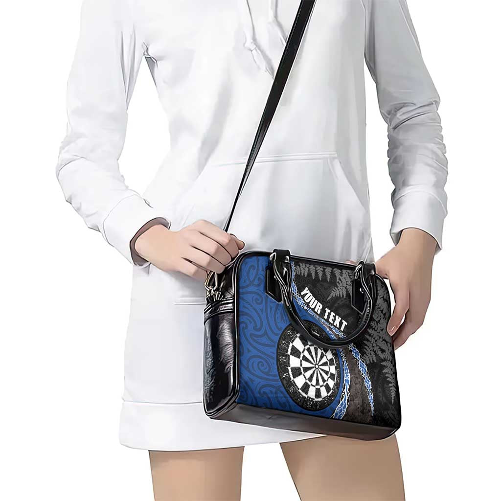 Personalised New Zealand Darts Shoulder Handbag Koru Tribal Tattoo and Silver Fern Maori Pattern Blue Color LT03 - Polynesian Pride