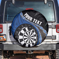Personalised New Zealand Darts Spare Tire Cover Koru Tribal Tattoo and Silver Fern Maori Pattern Blue Color LT03 Blue - Polynesian Pride