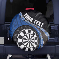 Personalised New Zealand Darts Spare Tire Cover Koru Tribal Tattoo and Silver Fern Maori Pattern Blue Color LT03 - Polynesian Pride