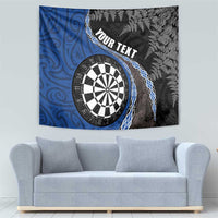 Personalised New Zealand Darts Tapestry Koru Tribal Tattoo and Silver Fern Maori Pattern Blue Color LT03 - Polynesian Pride