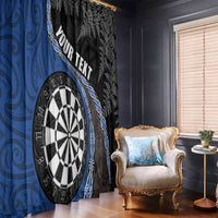 Personalised New Zealand Darts Window Curtain Koru Tribal Tattoo and Silver Fern Maori Pattern Blue Color LT03 - Polynesian Pride