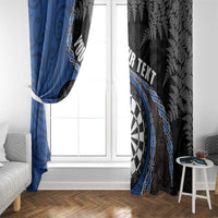 Personalised New Zealand Darts Window Curtain Koru Tribal Tattoo and Silver Fern Maori Pattern Blue Color LT03 - Polynesian Pride
