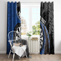 Personalised New Zealand Darts Window Curtain Koru Tribal Tattoo and Silver Fern Maori Pattern Blue Color LT03 - Polynesian Pride