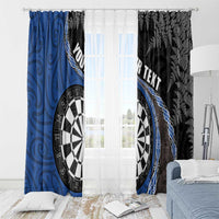 Personalised New Zealand Darts Window Curtain Koru Tribal Tattoo and Silver Fern Maori Pattern Blue Color LT03 - Polynesian Pride