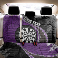 Personalised New Zealand Darts Back Car Seat Cover Koru Tribal Tattoo and Silver Fern Maori Pattern Purple Color LT03 - Polynesian Pride