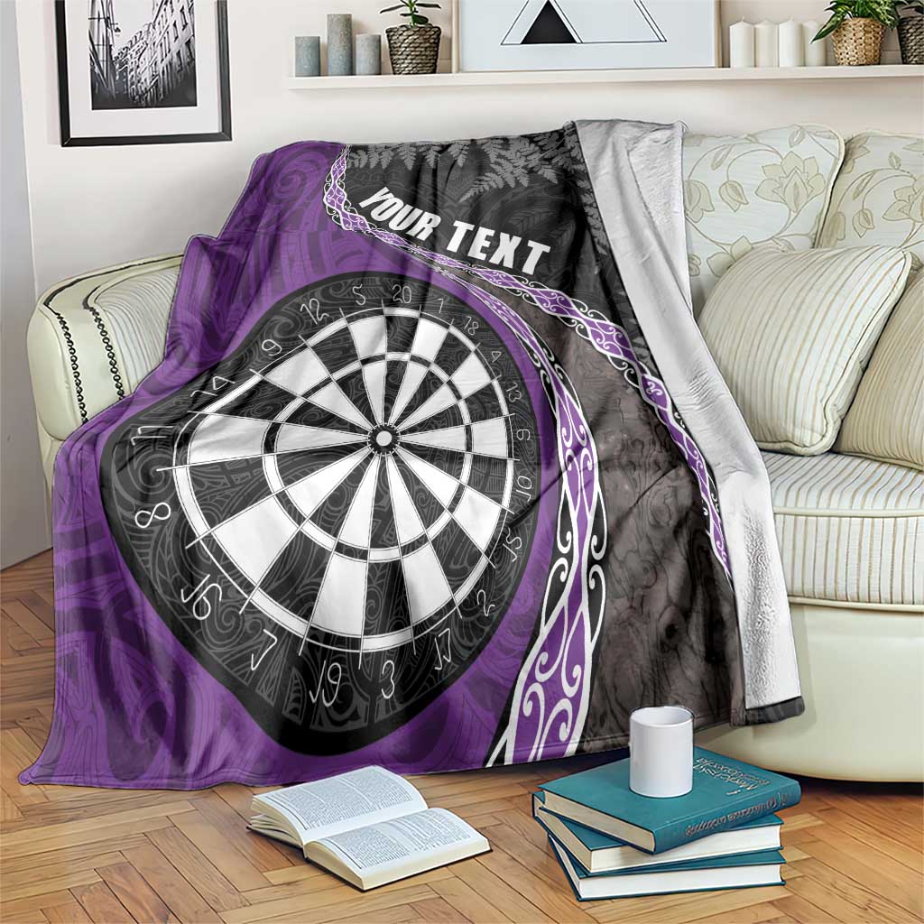 Personalised New Zealand Darts Blanket Koru Tribal Tattoo and Silver Fern Maori Pattern Purple Color LT03 Purple - Polynesian Pride