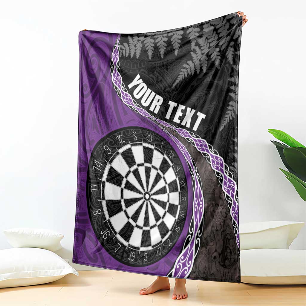 Personalised New Zealand Darts Blanket Koru Tribal Tattoo and Silver Fern Maori Pattern Purple Color LT03 - Polynesian Pride