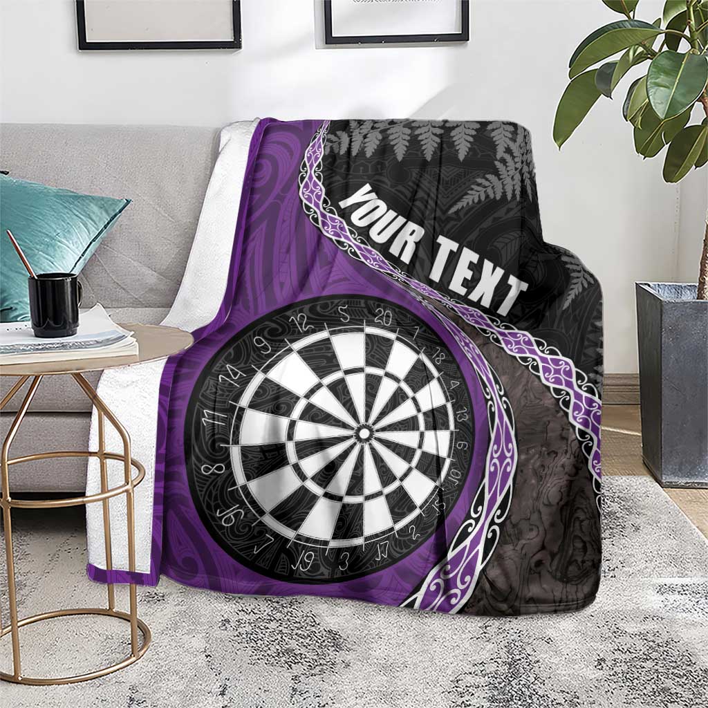 Personalised New Zealand Darts Blanket Koru Tribal Tattoo and Silver Fern Maori Pattern Purple Color LT03 - Polynesian Pride