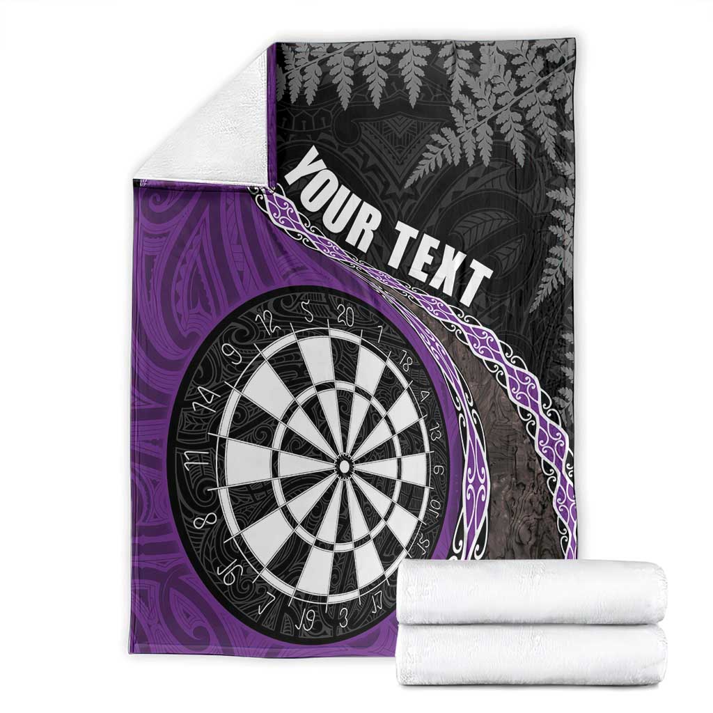 Personalised New Zealand Darts Blanket Koru Tribal Tattoo and Silver Fern Maori Pattern Purple Color LT03 - Polynesian Pride