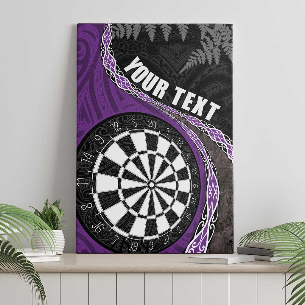Personalised New Zealand Darts Canvas Wall Art Koru Tribal Tattoo and Silver Fern Maori Pattern Purple Color LT03 - Polynesian Pride