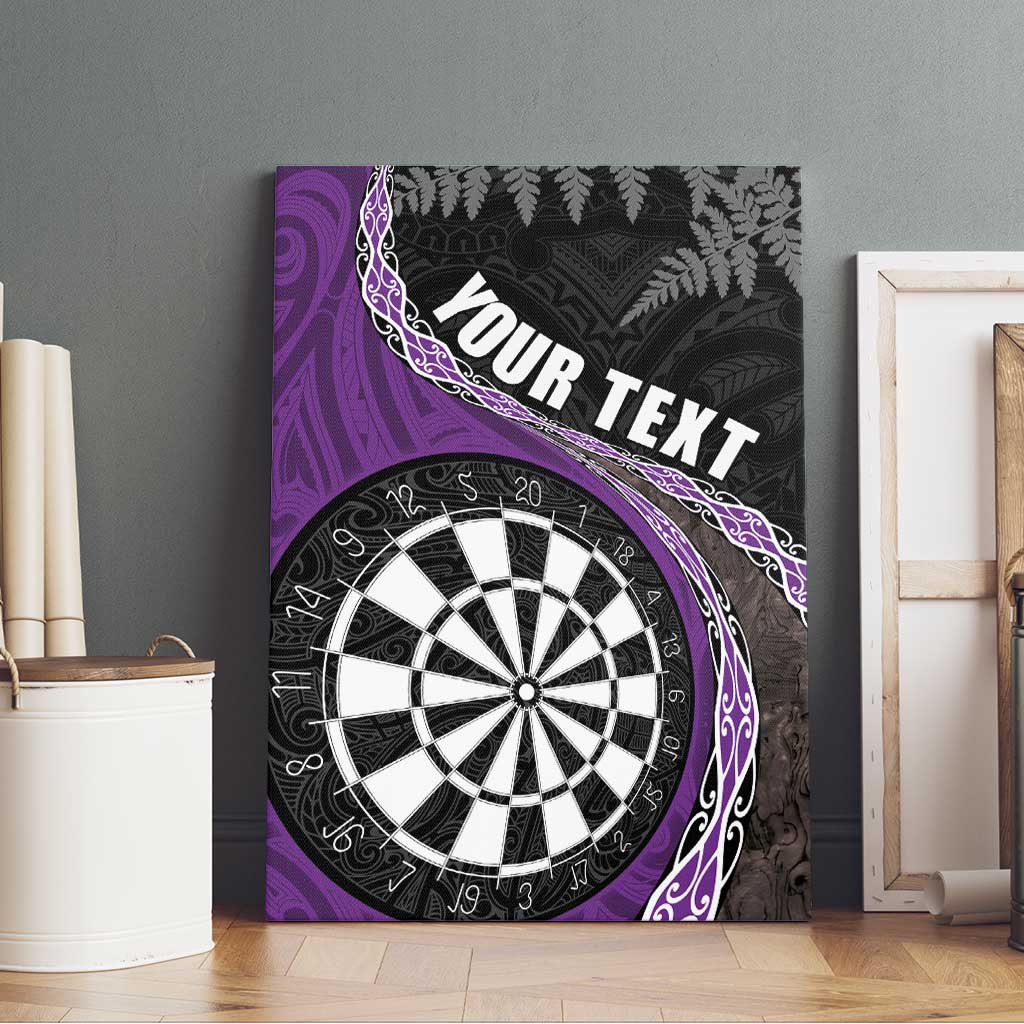 Personalised New Zealand Darts Canvas Wall Art Koru Tribal Tattoo and Silver Fern Maori Pattern Purple Color LT03 - Polynesian Pride