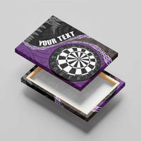 Personalised New Zealand Darts Canvas Wall Art Koru Tribal Tattoo and Silver Fern Maori Pattern Purple Color LT03 - Polynesian Pride