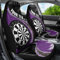 Personalised New Zealand Darts Car Seat Cover Koru Tribal Tattoo and Silver Fern Maori Pattern Purple Color LT03 - Polynesian Pride