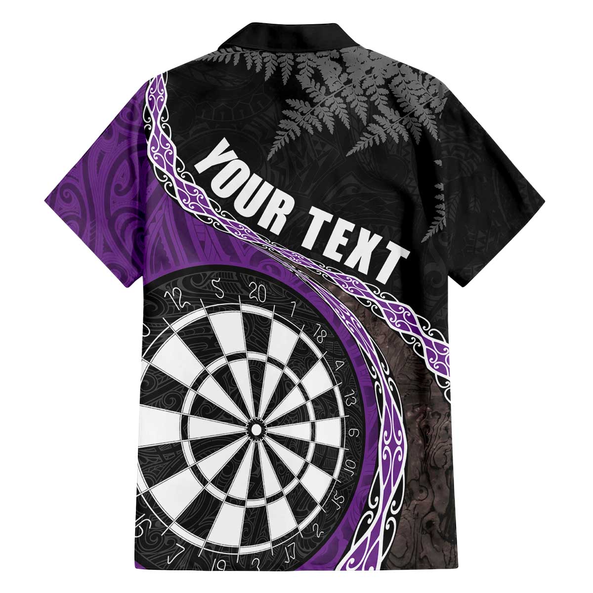 Personalised New Zealand Darts Family Matching Puletasi and Hawaiian Shirt Koru Tribal Tattoo and Silver Fern Maori Pattern Purple Color LT03 - Polynesian Pride