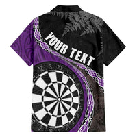 Personalised New Zealand Darts Family Matching Summer Maxi Dress and Hawaiian Shirt Koru Tribal Tattoo and Silver Fern Maori Pattern Purple Color LT03 - Polynesian Pride