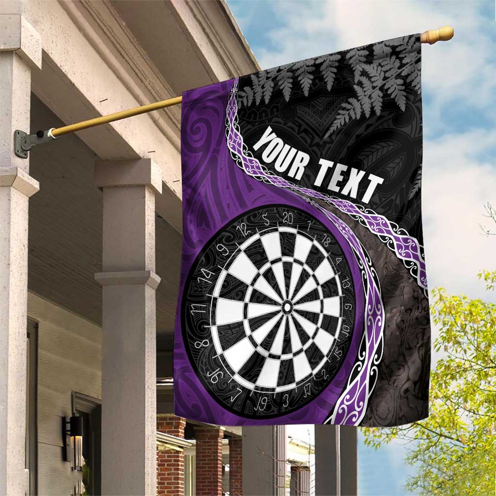 Personalised New Zealand Darts Garden Flag Koru Tribal Tattoo and Silver Fern Maori Pattern Purple Color LT03 House Flag Purple - Polynesian Pride