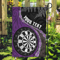 Personalised New Zealand Darts Garden Flag Koru Tribal Tattoo and Silver Fern Maori Pattern Purple Color LT03 Garden Flag Purple - Polynesian Pride