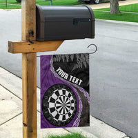 Personalised New Zealand Darts Garden Flag Koru Tribal Tattoo and Silver Fern Maori Pattern Purple Color LT03 - Polynesian Pride