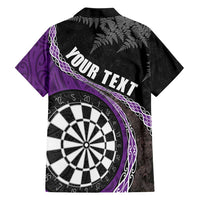 Personalised New Zealand Darts Hawaiian Shirt Koru Tribal Tattoo and Silver Fern Maori Pattern Purple Color LT03 - Polynesian Pride
