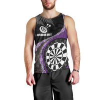 Personalised New Zealand Darts Men Tank Top Koru Tribal Tattoo and Silver Fern Maori Pattern Purple Color LT03 - Polynesian Pride