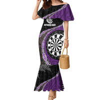 Personalised New Zealand Darts Mermaid Dress Koru Tribal Tattoo and Silver Fern Maori Pattern Purple Color LT03 Women Purple - Polynesian Pride