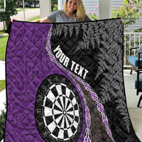 Personalised New Zealand Darts Quilt Koru Tribal Tattoo and Silver Fern Maori Pattern Purple Color LT03 Purple - Polynesian Pride