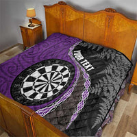 Personalised New Zealand Darts Quilt Koru Tribal Tattoo and Silver Fern Maori Pattern Purple Color LT03 - Polynesian Pride