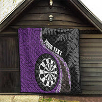 Personalised New Zealand Darts Quilt Koru Tribal Tattoo and Silver Fern Maori Pattern Purple Color LT03 - Polynesian Pride