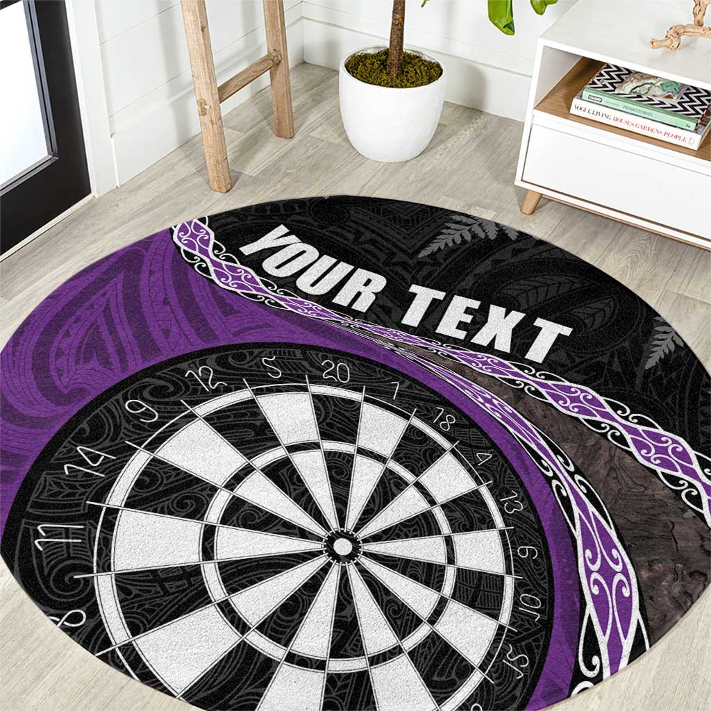 Personalised New Zealand Darts Round Carpet Koru Tribal Tattoo and Silver Fern Maori Pattern Purple Color LT03 Purple - Polynesian Pride