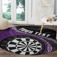 Personalised New Zealand Darts Round Carpet Koru Tribal Tattoo and Silver Fern Maori Pattern Purple Color LT03 - Polynesian Pride