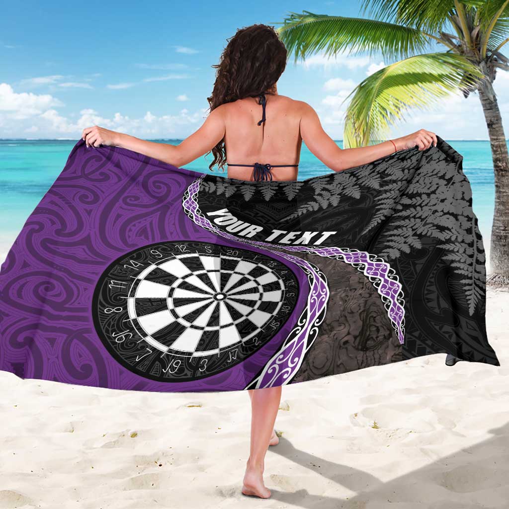 Personalised New Zealand Darts Sarong Koru Tribal Tattoo and Silver Fern Maori Pattern Purple Color LT03 - Polynesian Pride