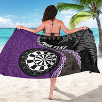 Personalised New Zealand Darts Sarong Koru Tribal Tattoo and Silver Fern Maori Pattern Purple Color LT03 - Polynesian Pride