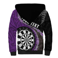 Personalised New Zealand Darts Sherpa Hoodie Koru Tribal Tattoo and Silver Fern Maori Pattern Purple Color LT03 - Polynesian Pride