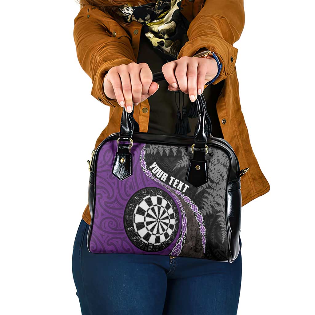 Personalised New Zealand Darts Shoulder Handbag Koru Tribal Tattoo and Silver Fern Maori Pattern Purple Color LT03 One Size Purple - Polynesian Pride