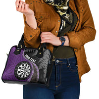 Personalised New Zealand Darts Shoulder Handbag Koru Tribal Tattoo and Silver Fern Maori Pattern Purple Color LT03 - Polynesian Pride