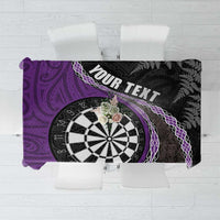 Personalised New Zealand Darts Tablecloth Koru Tribal Tattoo and Silver Fern Maori Pattern Purple Color LT03 Purple - Polynesian Pride