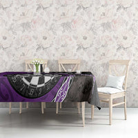 Personalised New Zealand Darts Tablecloth Koru Tribal Tattoo and Silver Fern Maori Pattern Purple Color LT03 - Polynesian Pride