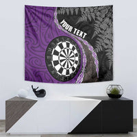 Personalised New Zealand Darts Tapestry Koru Tribal Tattoo and Silver Fern Maori Pattern Purple Color LT03 - Polynesian Pride