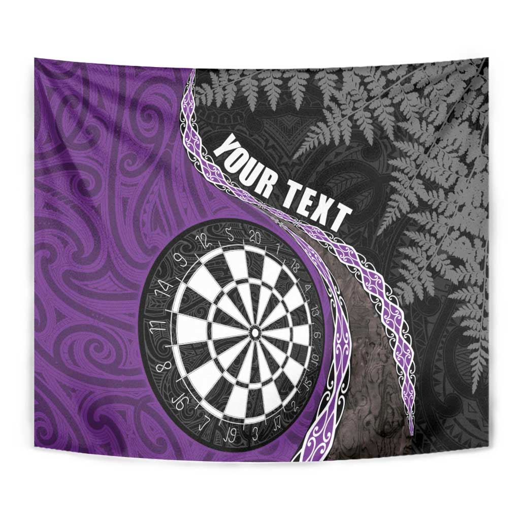 Personalised New Zealand Darts Tapestry Koru Tribal Tattoo and Silver Fern Maori Pattern Purple Color LT03 - Polynesian Pride