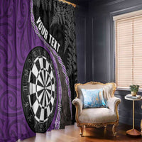 Personalised New Zealand Darts Window Curtain Koru Tribal Tattoo and Silver Fern Maori Pattern Purple Color LT03 - Polynesian Pride