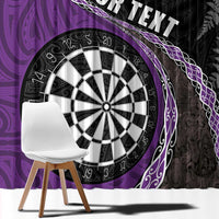 Personalised New Zealand Darts Window Curtain Koru Tribal Tattoo and Silver Fern Maori Pattern Purple Color LT03 - Polynesian Pride