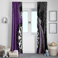 Personalised New Zealand Darts Window Curtain Koru Tribal Tattoo and Silver Fern Maori Pattern Purple Color LT03 - Polynesian Pride