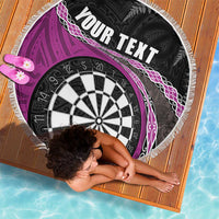 Personalised New Zealand Darts Beach Blanket Koru Tribal Tattoo and Silver Fern Maori Pattern Pink Color LT03 - Polynesian Pride